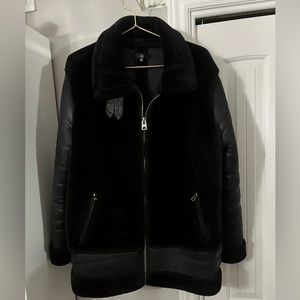 Missguided Faux Fur Black Jacket size 12